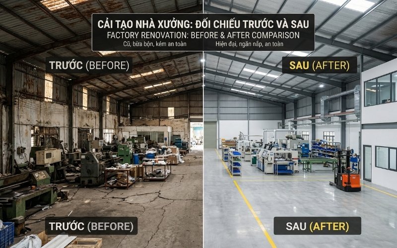 Thi Công Cải Tạo Nhà Xưởng Trọn Gói: Hạng Mục Mới Nhất 2026